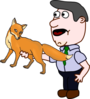 Man Holding A Fox Clip Art